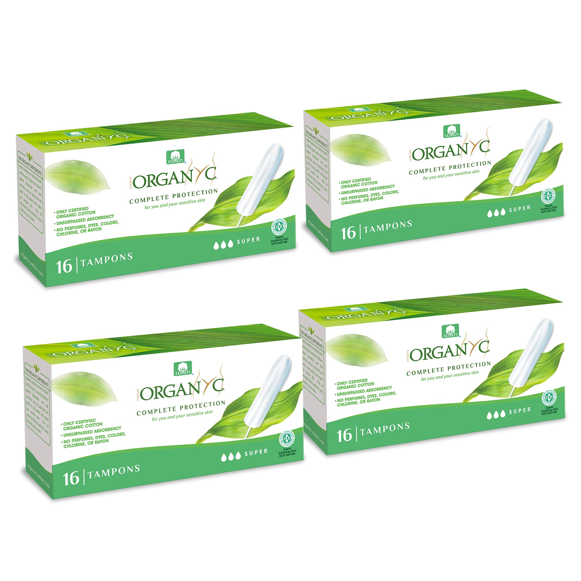 organyc-tampons-100-coton-bio-super-sans-applicateur-lot-de-4-bo-tes-16-x-4-64-u image 1