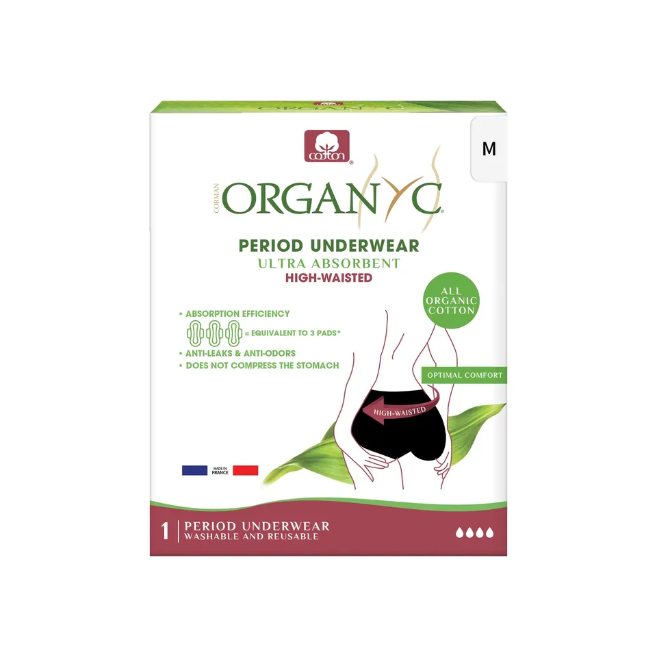 organyc-culotte-menstruelle-r-utilisable-coton-bio-taille-haute-noir-taille-m image 1