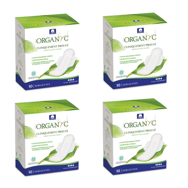 organyc-serviettes-hygi-niques-nuit-avec-ailettes-100-coton-bio-certifi-40-unit- image 1