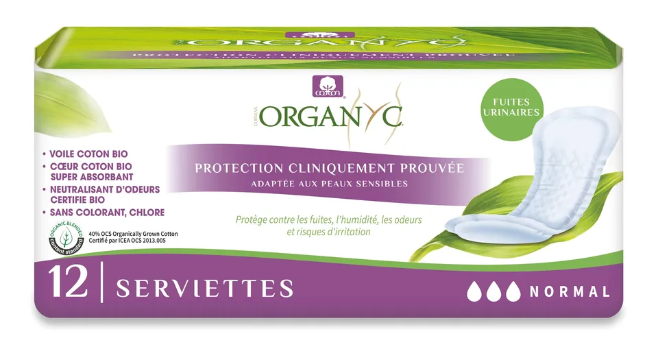 organyc-serviettes-pour-fuites-urinaires-normal-coton-100-certifi-flux-mod-r-12- image 1