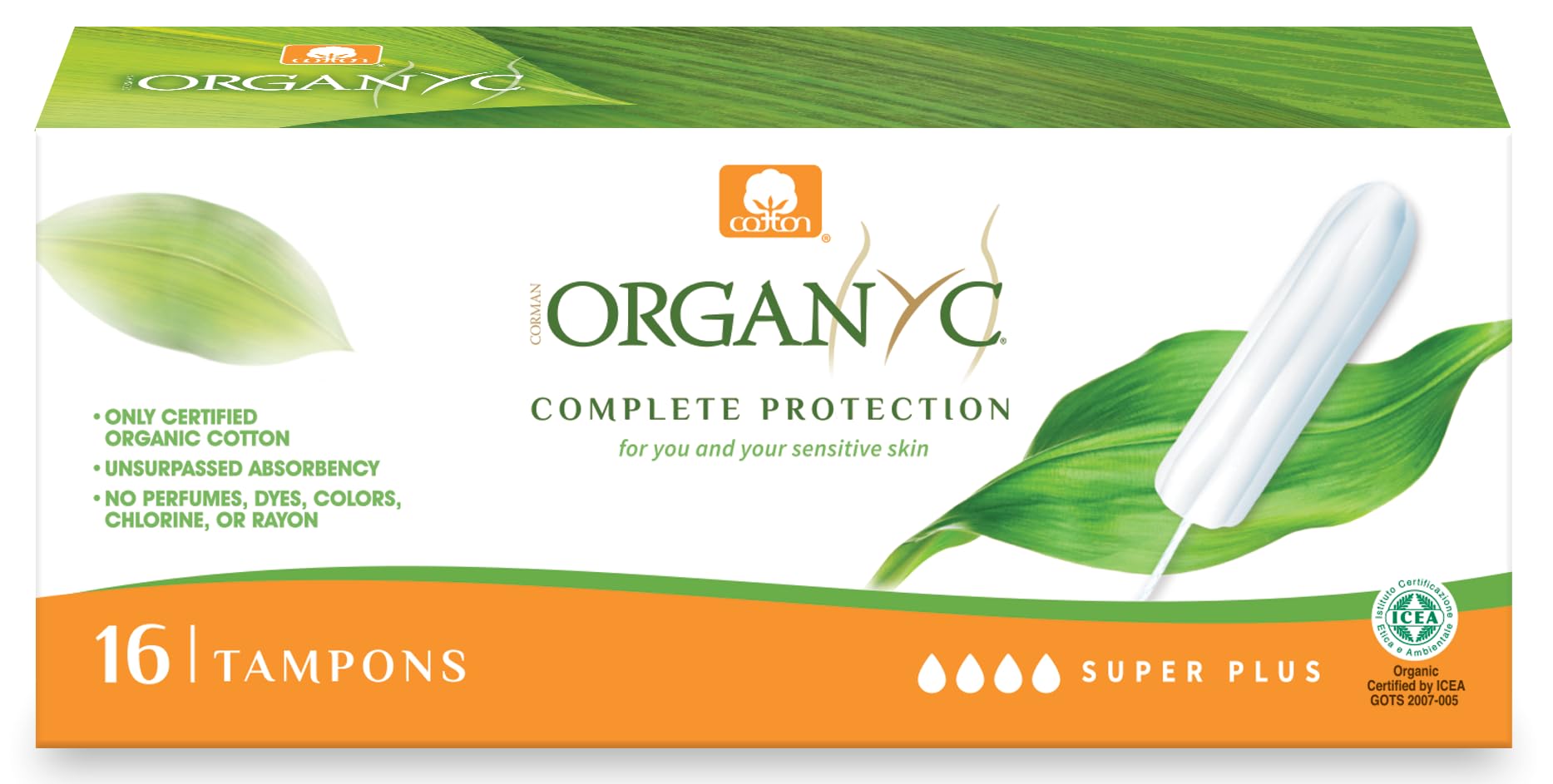 organyc-tampons-100-coton-bio-super-plus-sans-applicateur-16-tampons image 1