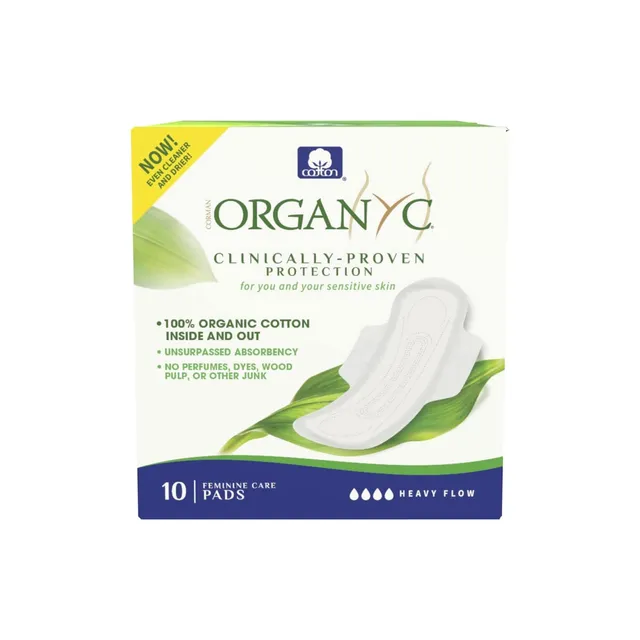 organyc-serviettes-hygi-niques-nuit-avec-ailettes-100-coton-bio-x10 image 1