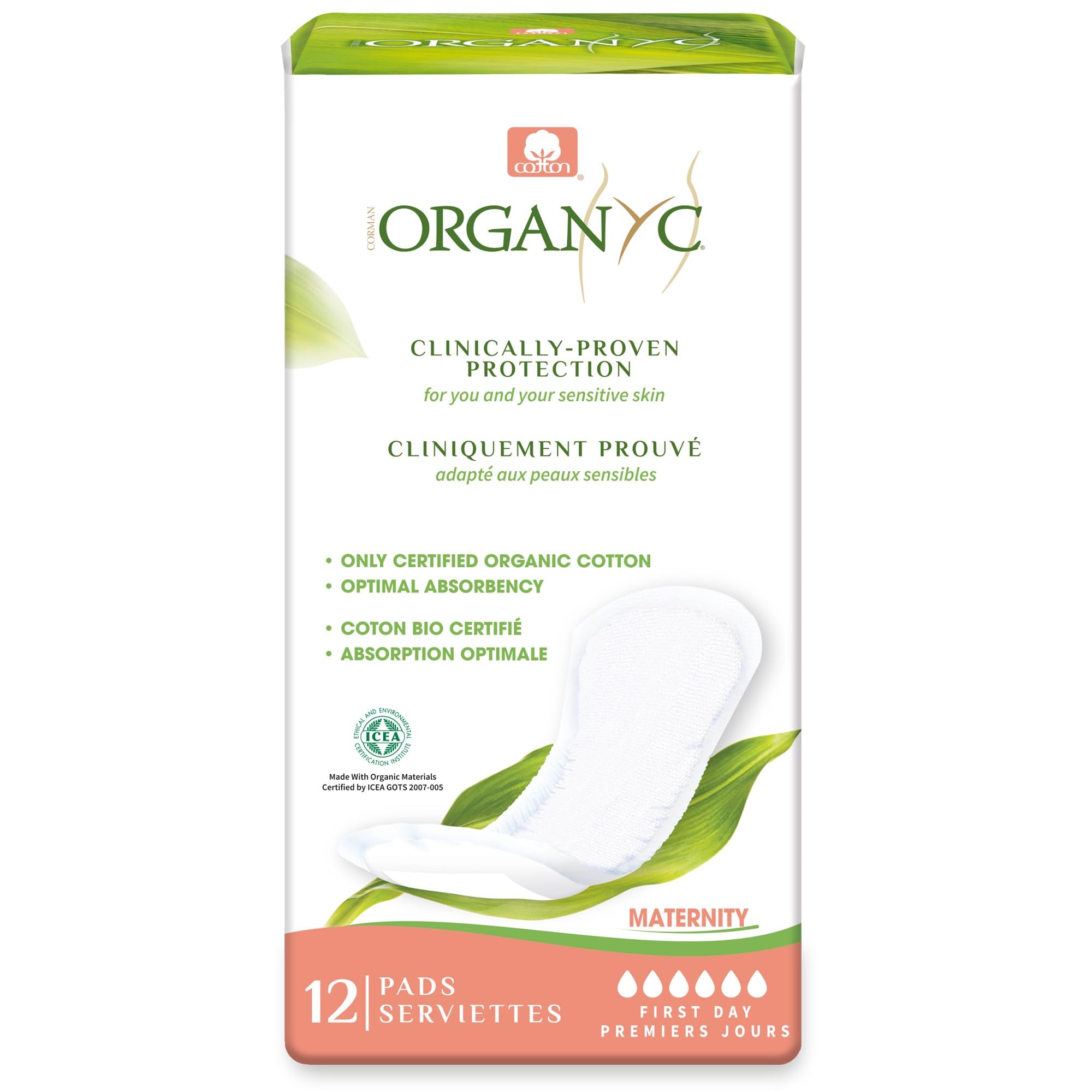 organyc-serviettes-hygi-niques-post-partum-maternit-100-coton-bio-12-serviettes image 1
