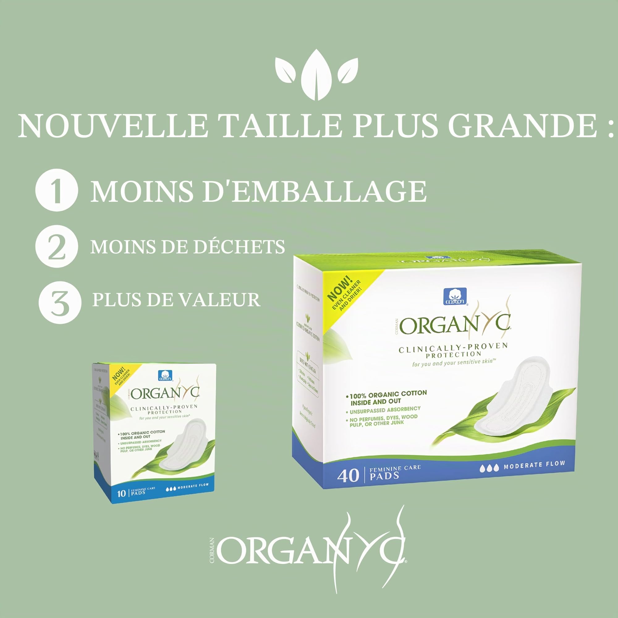 organyc-serviettes-hygi-niques-flux-mod-r-100-coton-bio-40-pi-ces image 6